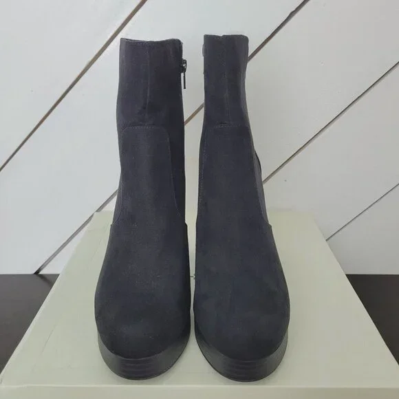 NWT Sun Stone Patriceef Womens Black Faux Suede High Heel Ankle Boots Size 10M - Picture 4 of 9